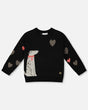 Knit Sweater Black With Dalmatian And Hearts-0
