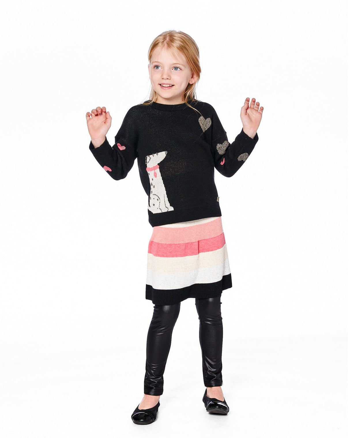 Knit Sweater Black With Dalmatian And Hearts-1