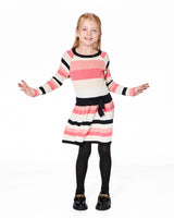 Striped Knit Dress Beige Black And Pink-1