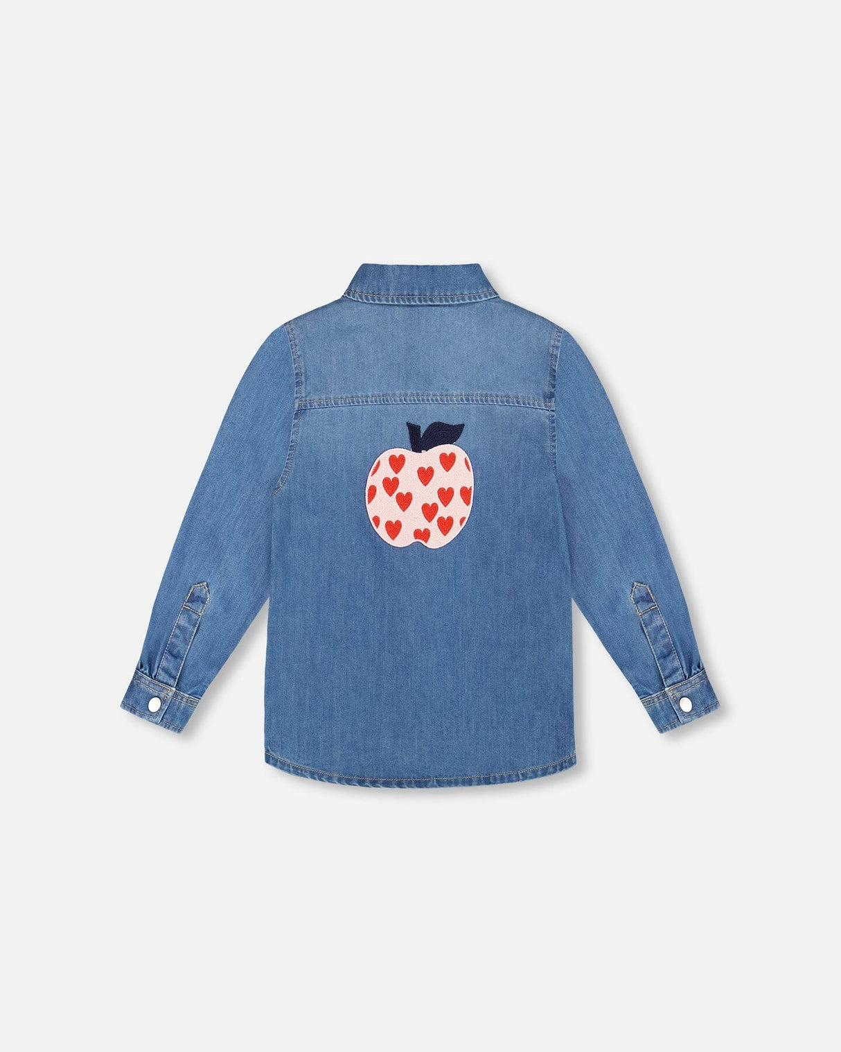 Denim Shirt Light Blue With Patch Pockets And Apple Patch-2