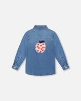 Denim Shirt Light Blue With Patch Pockets And Apple Patch-2