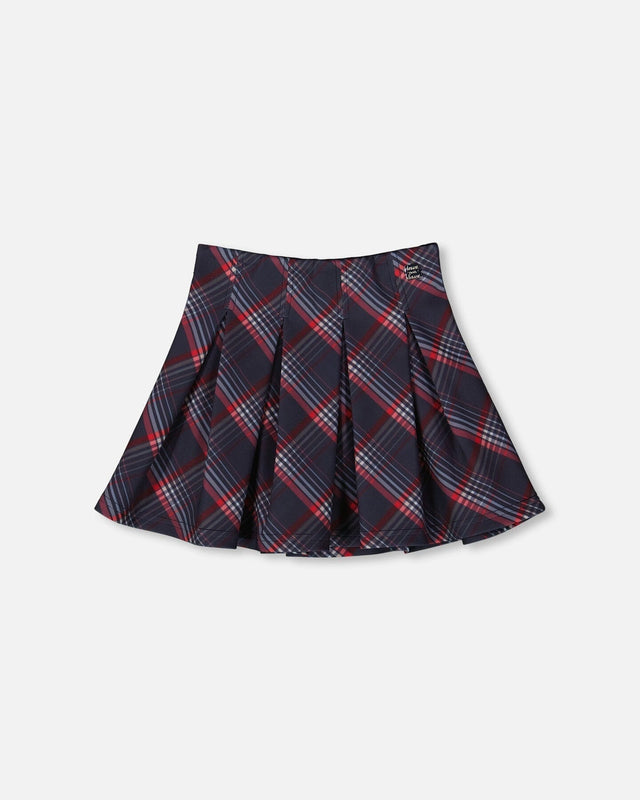 Pleated Milano Skirt Red And Navy Plaid-0