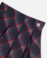 Pleated Milano Skirt Red And Navy Plaid-3