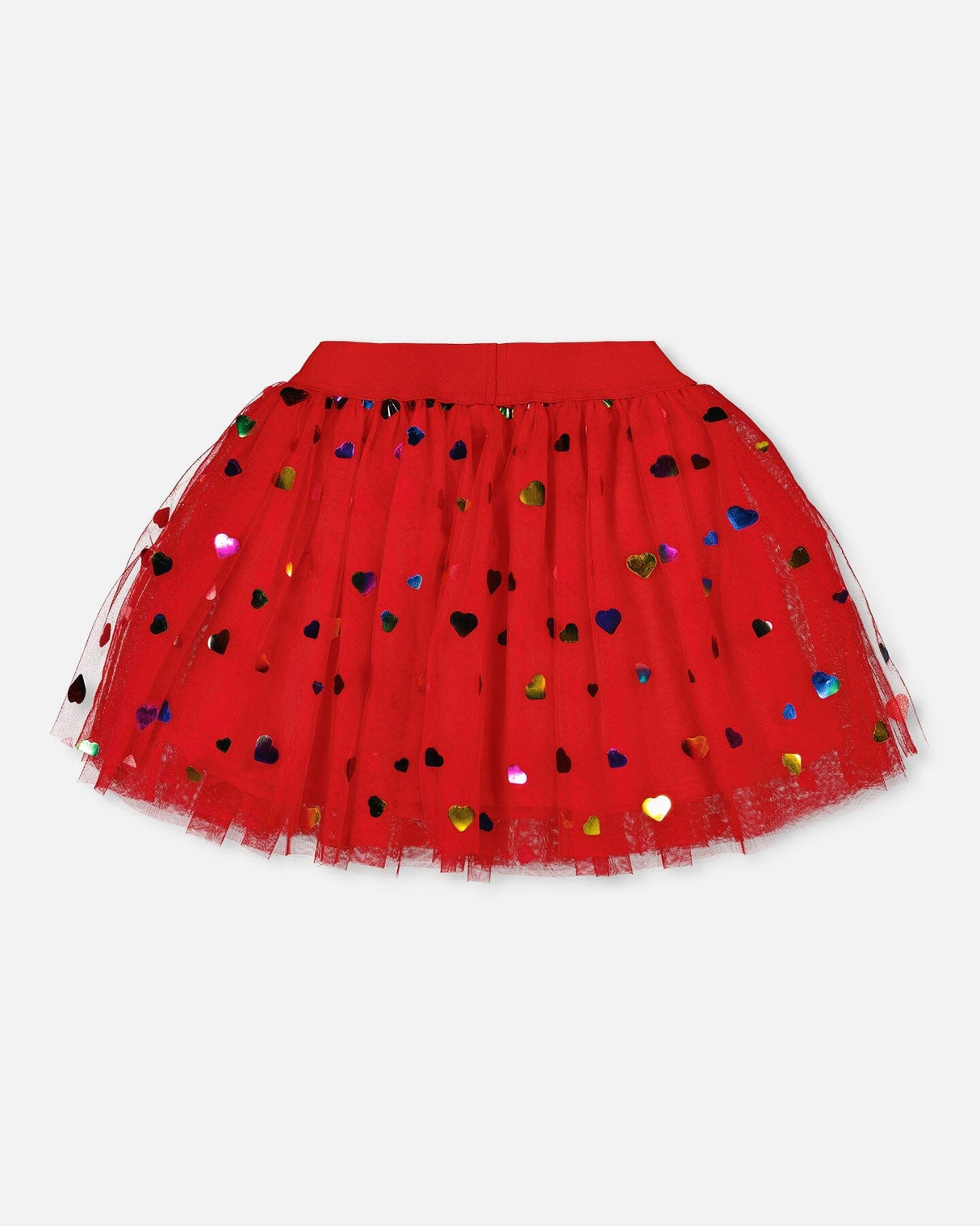 Tulle Skirt Red With Iridescent Heart Confettis-2