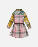 Shirt Dress With Belt Green Pink And Yellow-3