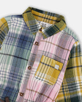 Shirt Dress With Belt Green Pink And Yellow-4