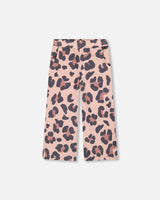 French Terry Wide Leg Sweatpants Pink Leopard-0