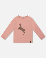 Organic Cotton Long Sleeve T-Shirt Dusty Pink With Sequin Unicorn-0