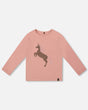 Organic Cotton Long Sleeve T-Shirt Dusty Pink With Sequin Unicorn-0