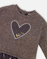 Bi-Material Dress Black With Mesh Skirt And Heart-3