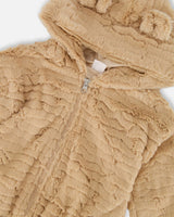 Faux Fur Hooded Jacket Nougat-3