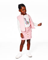 Corduroy Puffy Sleeveless Vest Dusty Pink-2