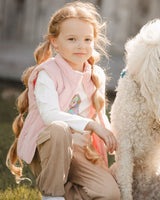 Corduroy Puffy Sleeveless Vest Dusty Pink-1