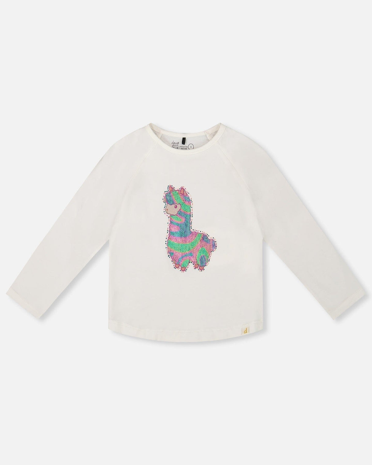 Organic Cotton T-Shirt Off White With Llama-0