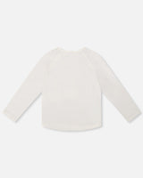 Organic Cotton T-Shirt Off White With Llama-3