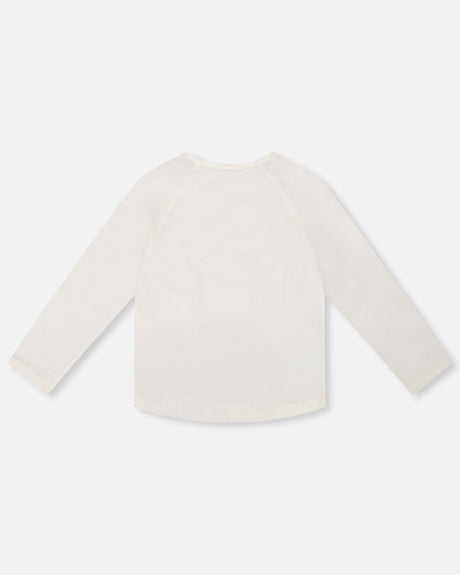 Organic Cotton T-Shirt Off White With Llama-3