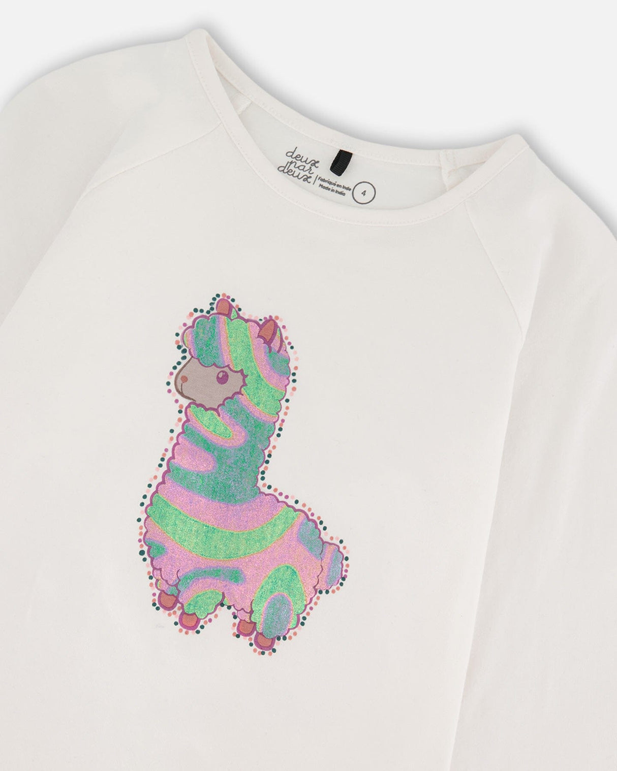 Organic Cotton T-Shirt Off White With Llama-4