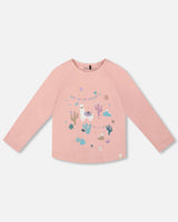 Organic Cotton T-Shirt Dusty Pink With Llama-0