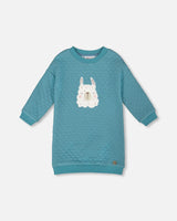 Quilted Tunic Dress Turquoise Blue-0