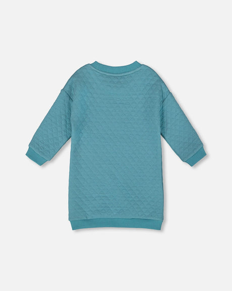 Quilted Tunic Dress Turquoise Blue-2