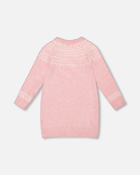 Knitted Dress With Norvegian Jacquard Dusty Pink-2