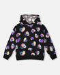 Fleece Hoodie Black And Multicolor-0