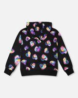 Fleece Hoodie Black And Multicolor-1
