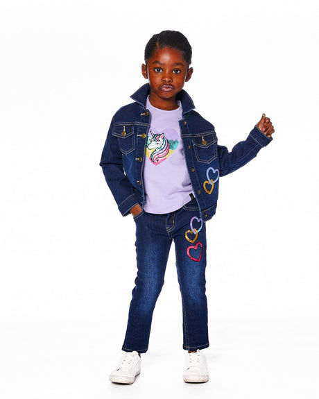 Organic Cotton Long Sleeve T-Shirt Lavender With Sequin Unicorn-2