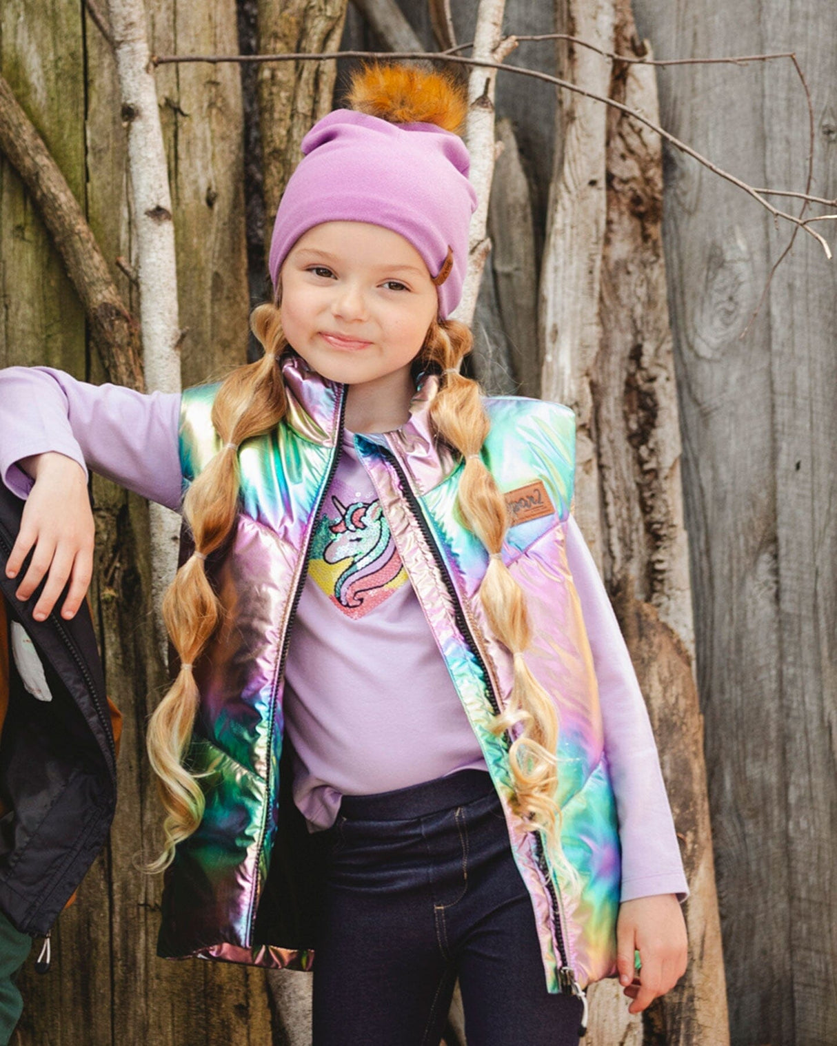 Organic Cotton Long Sleeve T-Shirt Lavender With Sequin Unicorn-1