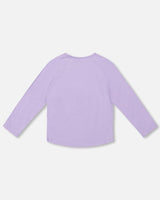 Organic Cotton Long Sleeve T-Shirt Lavender With Sequin Unicorn-3