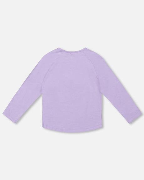 Organic Cotton Long Sleeve T-Shirt Lavender With Sequin Unicorn-3