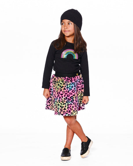 Organic Cotton Long Sleeve T-Shirt Black With Sequin Rainbow-1