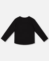 Organic Cotton Long Sleeve T-Shirt Black With Sequin Rainbow-2