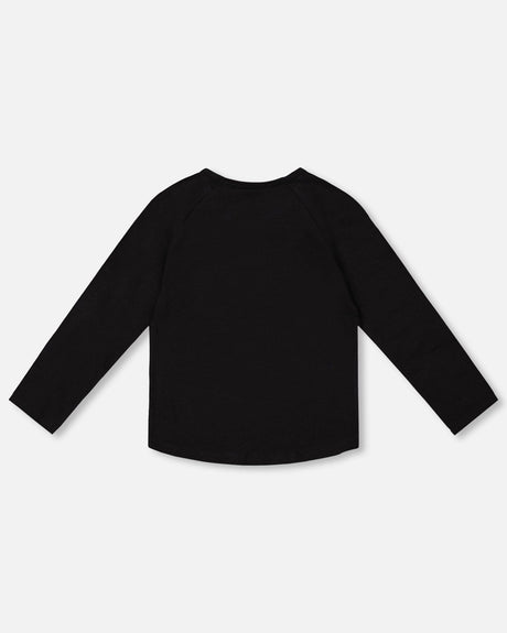 Organic Cotton Long Sleeve T-Shirt Black With Sequin Rainbow-2