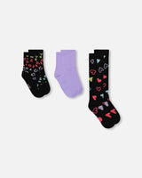 3-Pack Knit Socks Black And Multicolor-2