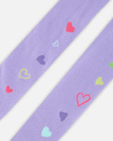 Knit Tights Lavender With Hearts-3