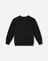 Super Soft Brushed Jersey Long Sleeve Top Black With Plaid Pocket-2