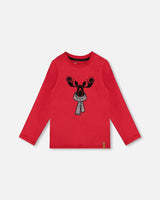 Jersey T-Shirt Cherry Red With Moose-0