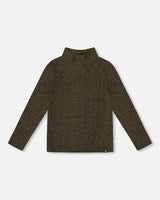 Shiny Rib Mock Neck Top Black And Gold-0