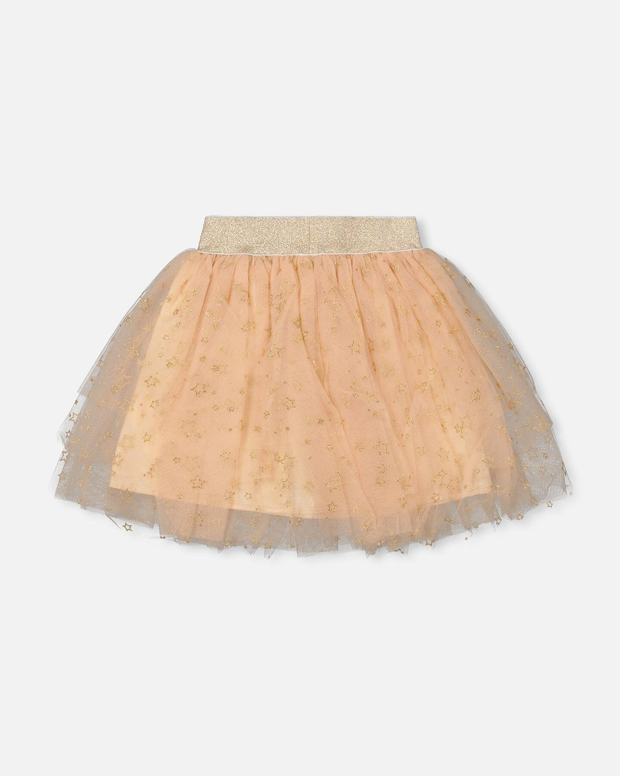 Multi Layer Glittering Mesh Skirt Beige-1