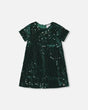 Velvet Short Sleeve Dress Forest Green-0