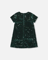 Velvet Short Sleeve Dress Forest Green-2