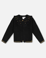 Knitted Cardigan With Rhinestones Black-0