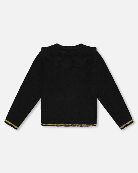 Knitted Cardigan With Rhinestones Black-2