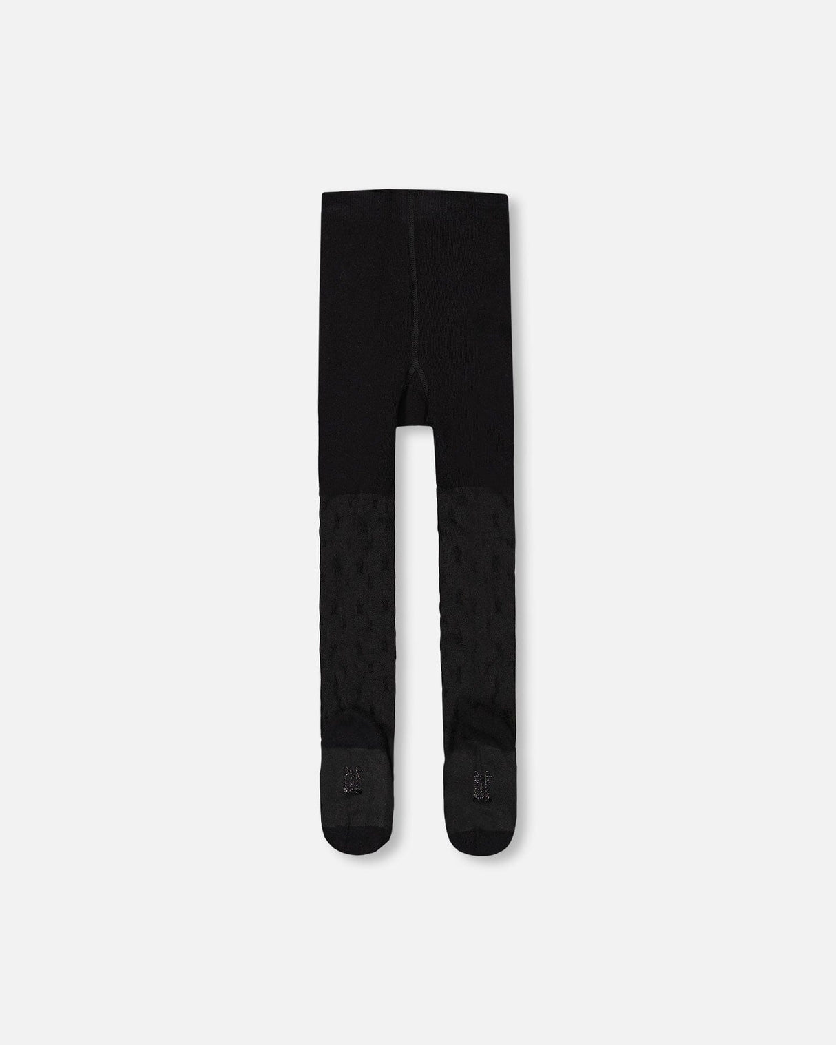Knit Tights Black With Tone-On-Tone Star Pattern-1
