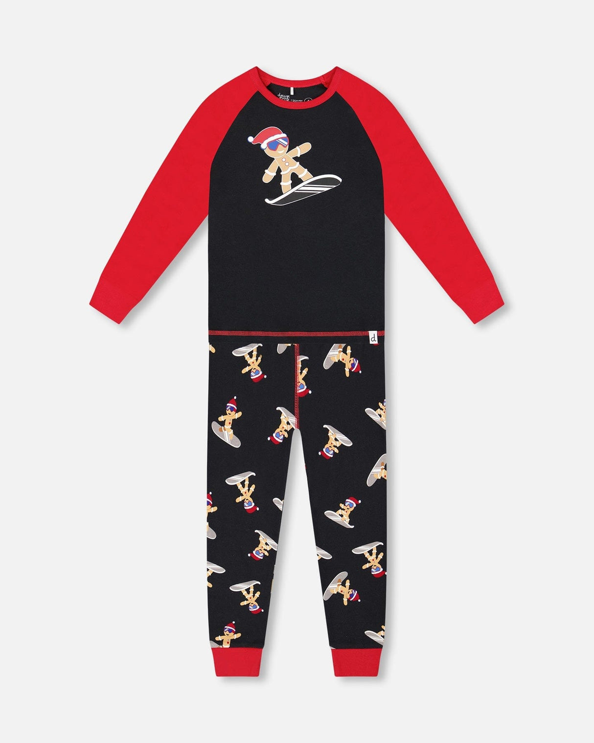 Two-Piece Organic Cotton Pajama Set Black Cookie Print-0