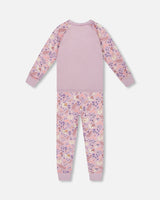 Organic Cotton Two-Piece Pajamas Lilac Cat Print-2