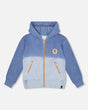 Full Zip Hooded Fleece Jacket Blue-0