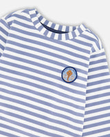 Super Soft Long Sleeve Striped Jersey T-Shirt Light Blue-3