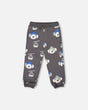 Fleece Sweatpants Gray Dog Print-0